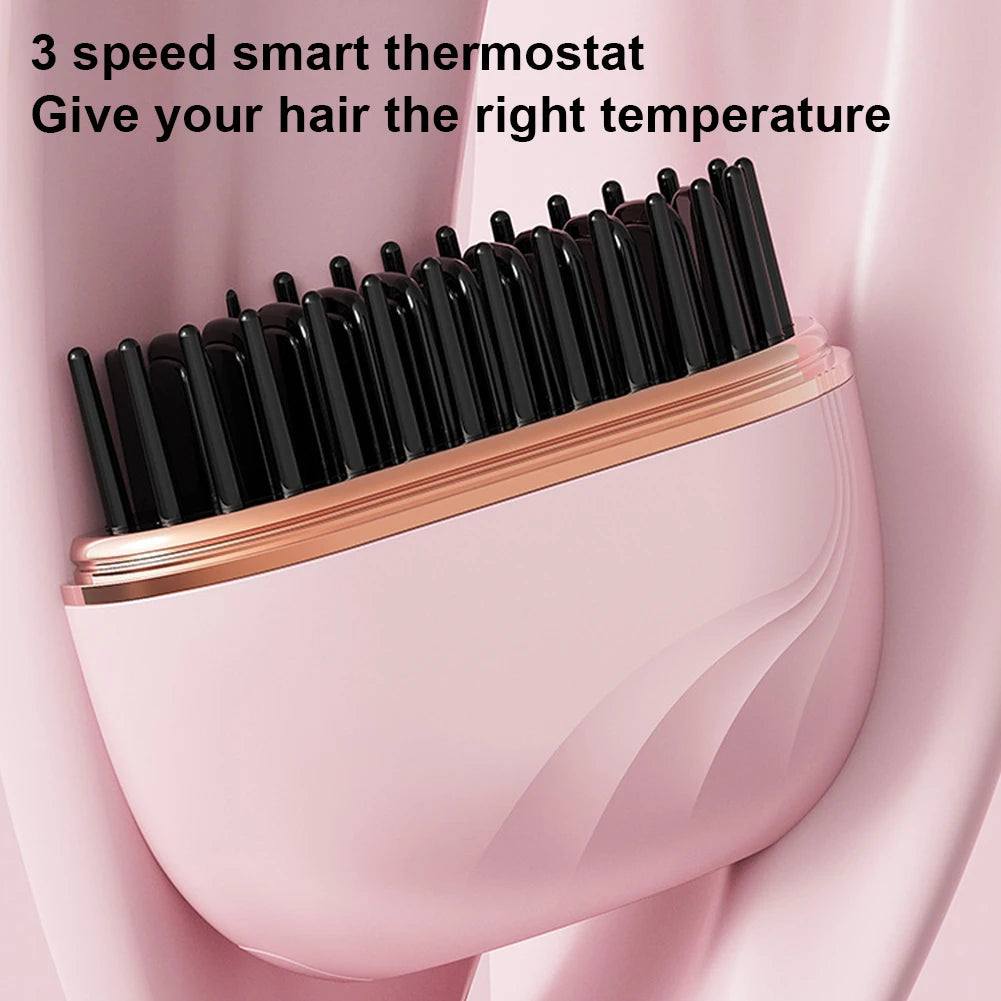 Mini Hair Straightening Comb Wireless Charging Portable Multifunctional Hair Care Styling Comb (Random