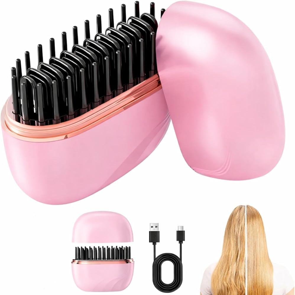 Mini Hair Straightening Comb Wireless Charging Portable Multifunctional Hair Care Styling Comb (Random