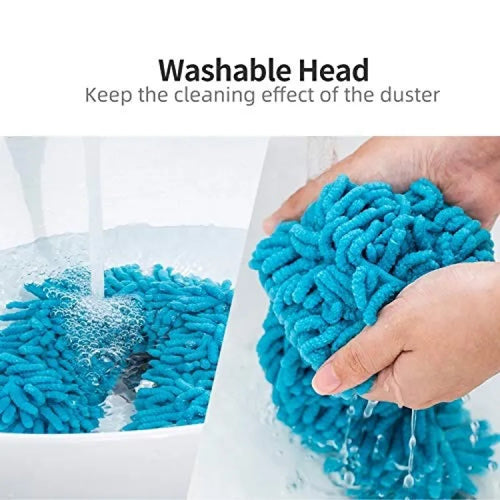 Flexible Micro Fiber Duster With Telescopic Stainless Steel Handle For Fan Cleaning Specially(With Metal Rod) Random Color.